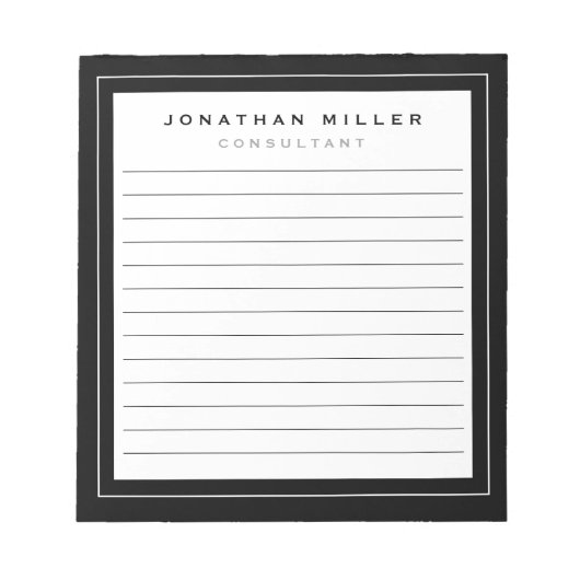 Zwart wit met professionele LED | Naam Notitieblok (Voorkant)