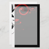 Zwart-wit met rode halve rand briefpapier (Voorkant / Achterkant)