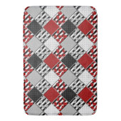 Zwart wit met rode retro patchwork badmat (Voorkant Verticaal)