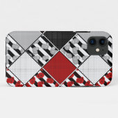 Zwart wit met rode retro patchwork Case-Mate iPhone case (Achterkant (horizontaal))