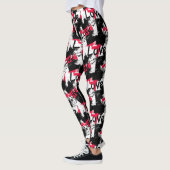 Zwart-wit met rode vlekken liefdespatroon leggings (Links)