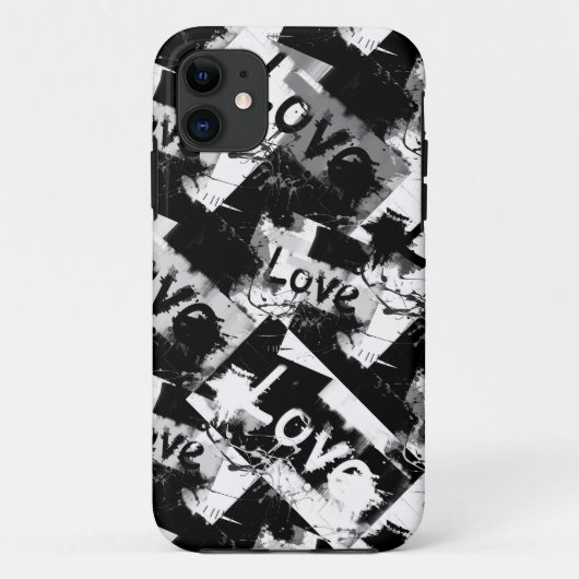 Zwart-wit met vlekken patroon van liefde Case-Mate iPhone case (Achterkant)