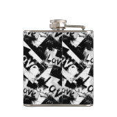 Zwart-wit met vlekken patroon van liefde heupfles (Achterkant)