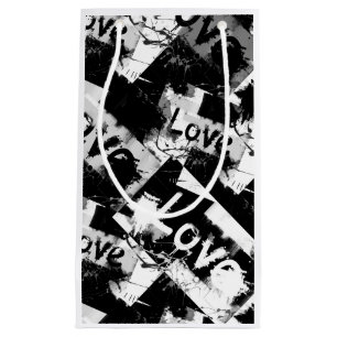 Zwart-wit met vlekken patroon van liefde klein cadeauzakje