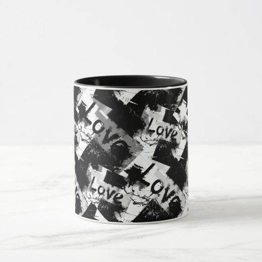 Zwart-wit met vlekken patroon van liefde mok (Midden)