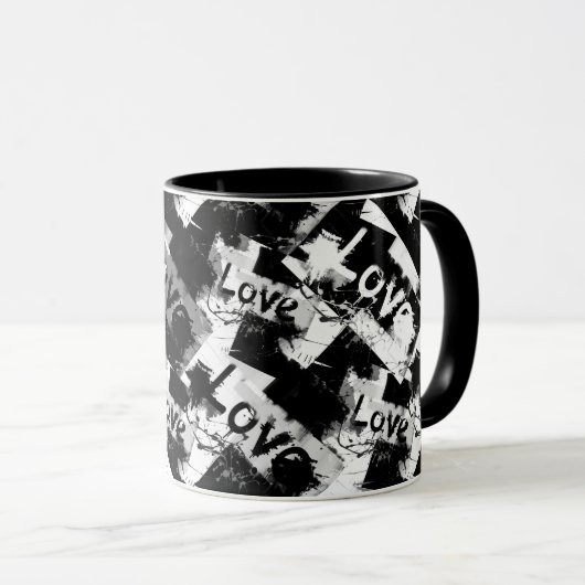 Zwart-wit met vlekken patroon van liefde mok (Voorkant rechts)