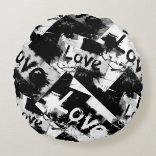 Zwart-wit met vlekken patroon van liefde rond kussen