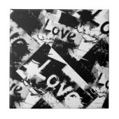 Zwart-wit met vlekken patroon van liefde tegeltje (Voorkant)