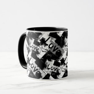 Zwart-wit met vlekkenpatroon van liefde mok