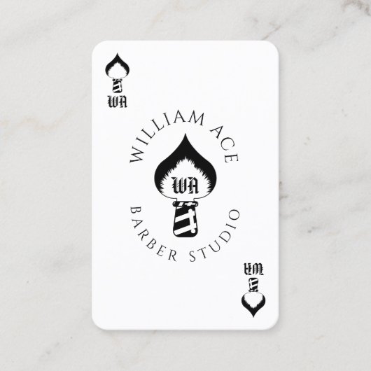 Zwart-wit met zwarte en witte barber-zwarte inkt  visitekaartje (Voorkant)