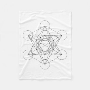 Zwart-wit Metatron's Cube Fleece Deken