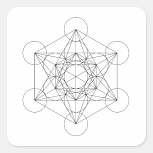 Zwart-wit Metatron's Cube Vierkante Sticker