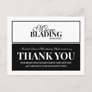 Zwart Wit Microblading Bedankt Klant Korting Briefkaart