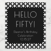 Zwart Wit Mid Century Mod 50e verjaardag Custom Wijn Etiket (Enkel label)