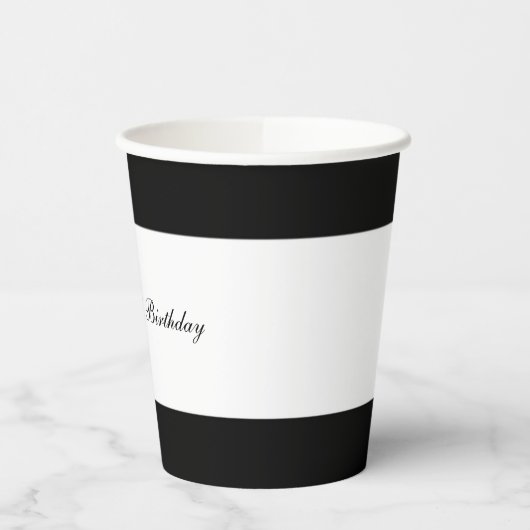 Zwart & Wit Minimaal Chic Elegant Verjaardagsfeest Papieren Bekers (Links)