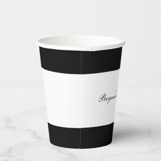 Zwart & Wit Minimaal Chic Elegant Verjaardagsfeest Papieren Bekers (Rechts)