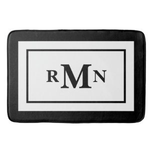 Zwart-wit Minimaal Modern Monogrammed Badmat