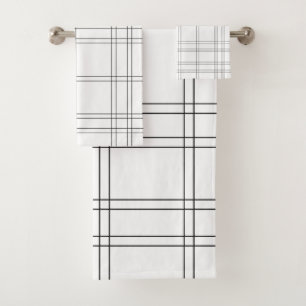 Zwart & Wit Minimaal Modern Ruitpatroon Schoon Pat Bad Handdoek