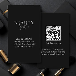 Zwart-wit Minimal Elegant, Salon QR-code Visitekaartje