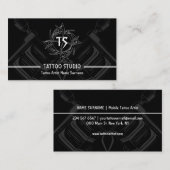 Zwart Wit Minimal Modern Tattoo Studio Visitekaartje (Voorkant / Achterkant)