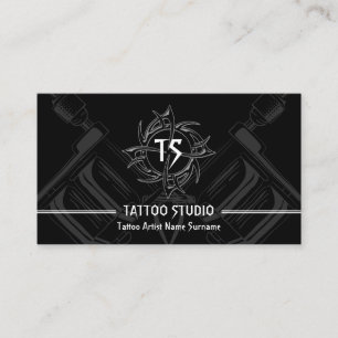 Zwart Wit Minimal Modern Tattoo Studio Visitekaartje