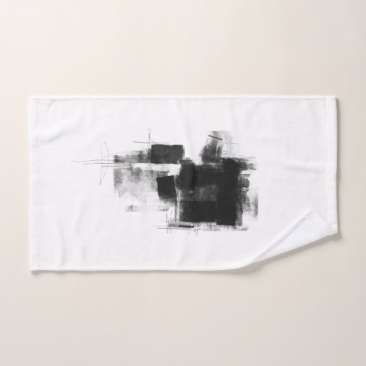 Zwart-wit minimale Abstracte art Nr111 Bad Handdoek (Handdoek)