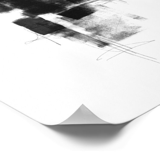 Zwart-wit minimale Abstracte art Nr111 Poster (Hoek)