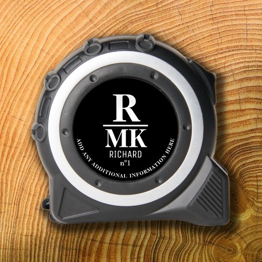 Zwart-wit Minimalist 3 Initialen Modern Rolmaat