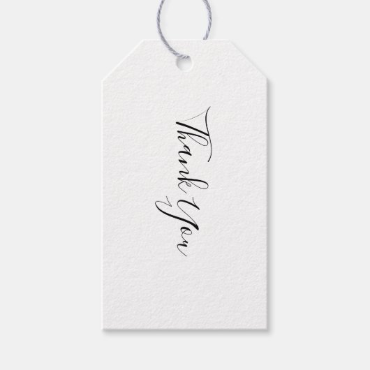 Zwart & Wit Minimalist Dank u Cadeau Label Cadeaulabel (Voorkant)