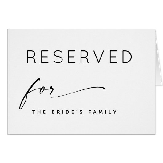 Zwart-wit minimalist gereserveerd voor trouwbordje (Voorkant Horizontaal)