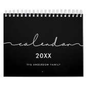 Zwart-wit minimalistisch 2026 kalender (Hoes)