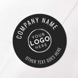 Zwart Wit Minimalistisch Bedrijfslogo Ronde Sticker