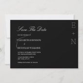 zwart-wit minimalistisch elegante bruiloft  save the date (Voorkant)