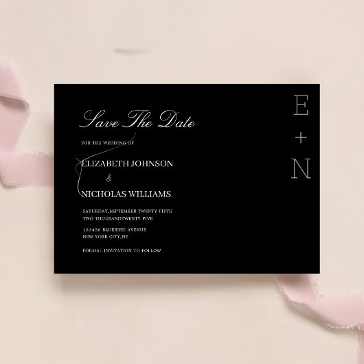zwart-wit minimalistisch elegante bruiloft  save the date