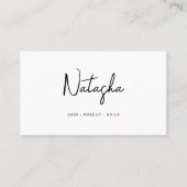 Zwart wit, minimalistisch handschrift visitekaartje (Voorkant)