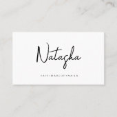 Zwart wit, minimalistisch handschrift visitekaartje (Voorkant)