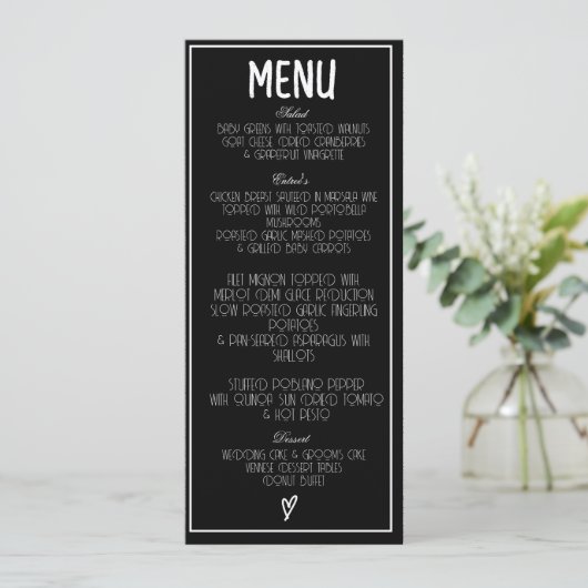 Zwart-wit minimalistisch hartmenu programma (Staand voorkant)