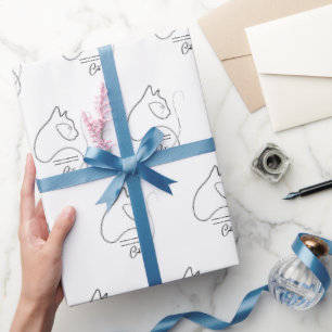 Zwart-wit minimalistisch kattencadeau cadeaupapier