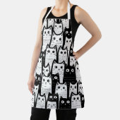 Zwart-wit minimalistisch kattenpatroon schort (Insitu)