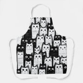 Zwart-wit minimalistisch kattenpatroon schort (Voorkant)
