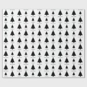 Zwart-wit minimalistisch kerstboompatroon cadeaupapier (Vlak)