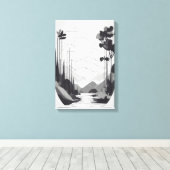 Zwart-wit minimalistisch landschap Abstracte kunst Canvas Afdruk (Insitu (Houten vloer))
