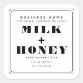 Zwart-wit minimalistisch modern kaarsenlabel vierkante sticker (Voorkant)