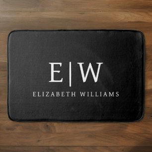 Zwart-wit Minimalistisch Modern Monogram Badmat