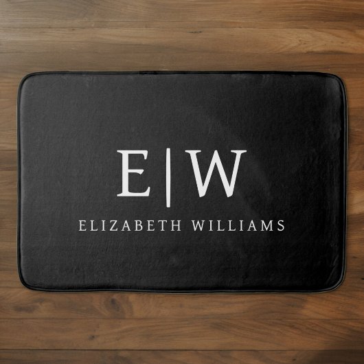 Zwart-wit Minimalistisch Modern Monogram Badmat