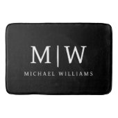 Zwart-wit Minimalistisch Modern Monogram Badmat (Voorkant)