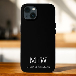 Zwart-wit Minimalistisch Modern Monogram iPhone 13 Hoesje