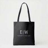 Zwart-wit Minimalistisch Modern Monogram Draagtas (Voorkant)