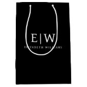 Zwart Wit Minimalistisch Modern Monogram Elegant Medium Cadeauzakje (Voorkant)