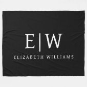 Zwart-wit Minimalistisch Modern Monogram Fleece Deken (Voorkant (Horizontaal))